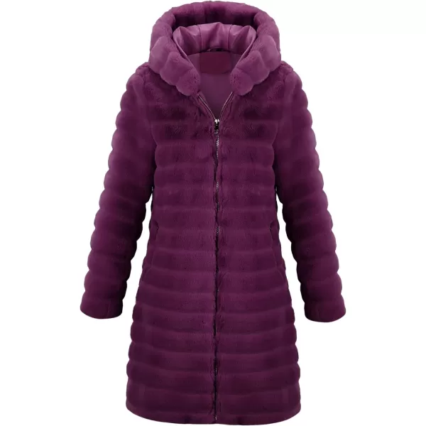 Bellivera Women Faux Fur Coat Long Sleeve Fuzzy Winter Hooded Open Front Jacket with Two Big Hand Pockets