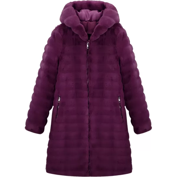 Bellivera Women Faux Fur Coat Long Sleeve Fuzzy Winter Hooded Open Front Jacket with Two Big Hand Pockets