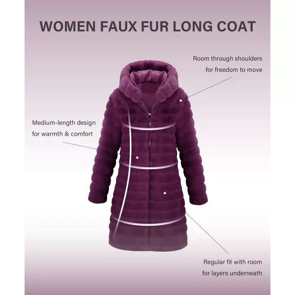 Bellivera Women Faux Fur Coat Long Sleeve Fuzzy Winter Hooded Open Front Jacket with Two Big Hand Pockets