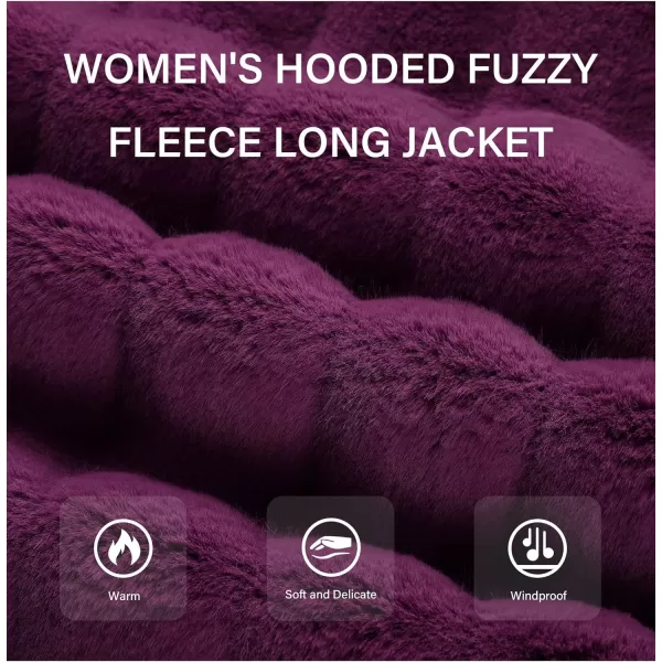 Bellivera Women Faux Fur Coat Long Sleeve Fuzzy Winter Hooded Open Front Jacket with Two Big Hand Pockets