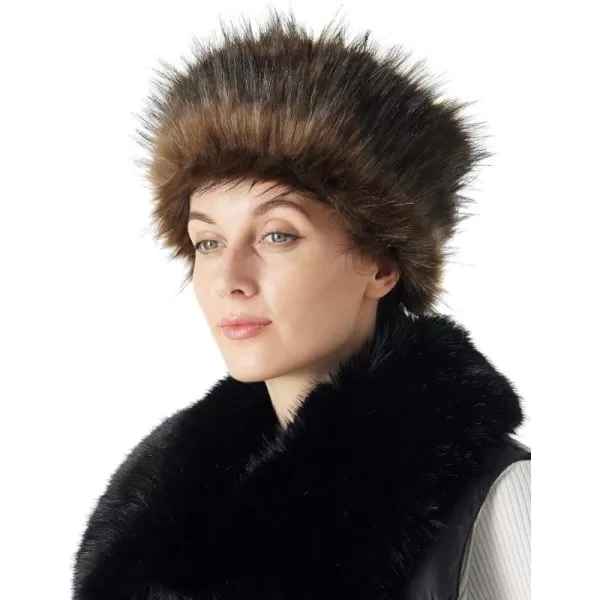 Bellivera Women Faux Fur Hat Russion Cossack Style Winter Soft Warm Wrap Cap