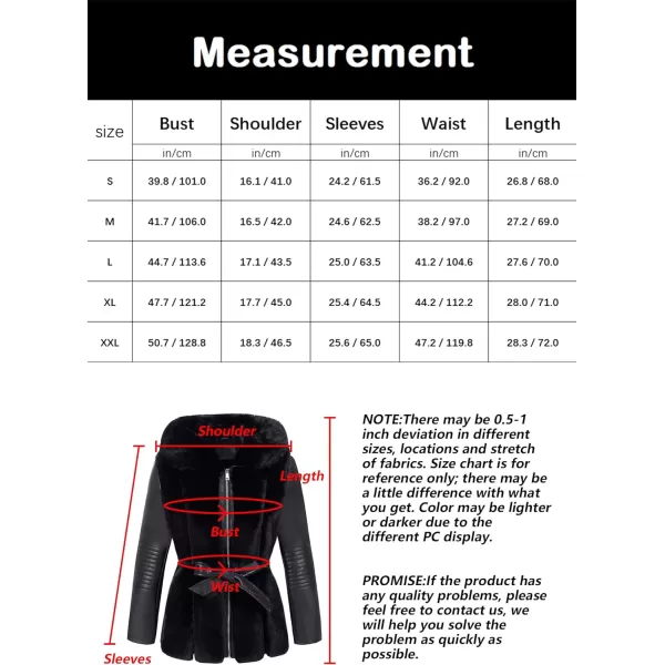 Bellivera Women Faux Fur Leather Jacket Short Warm Motorcycle Biker Coat Furry Outwear