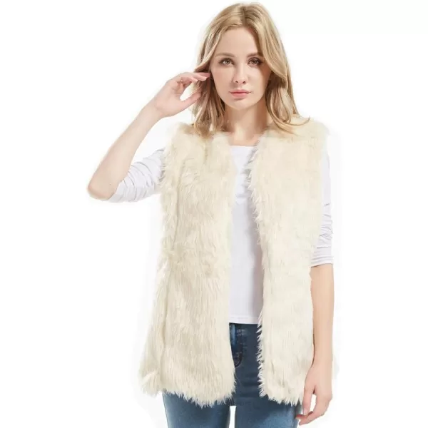 Bellivera Women Faux Fur Vest, Spring and Winter Fashion Warm Sherpa Fleece Outwear