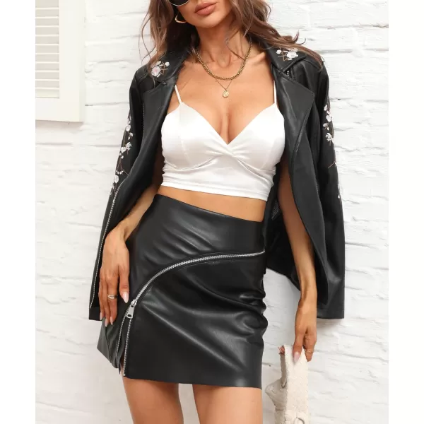 Bellivera Women Faux Leather Casual Jacket, Fall and Spring Fashion Motorcycle Bike Coat