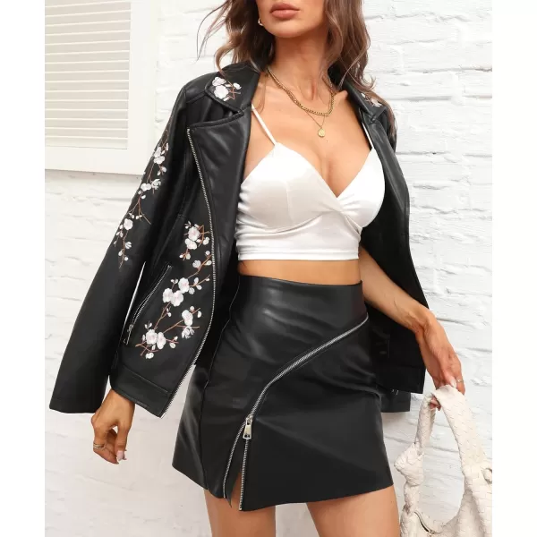 Bellivera Women Faux Leather Casual Jacket, Fall and Spring Fashion Motorcycle Bike Coat