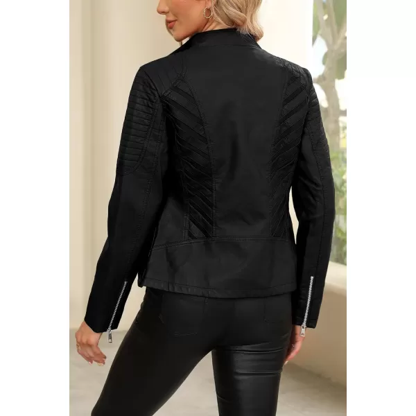 Bellivera Women Faux Leather Casual Jacket, Fall and Spring Fashion Motorcycle Bike Coat