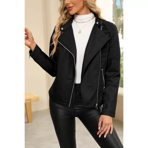 Bellivera Women Faux Leather Casual Jacket, Fall and Spring Fashion Motorcycle Bike Coat