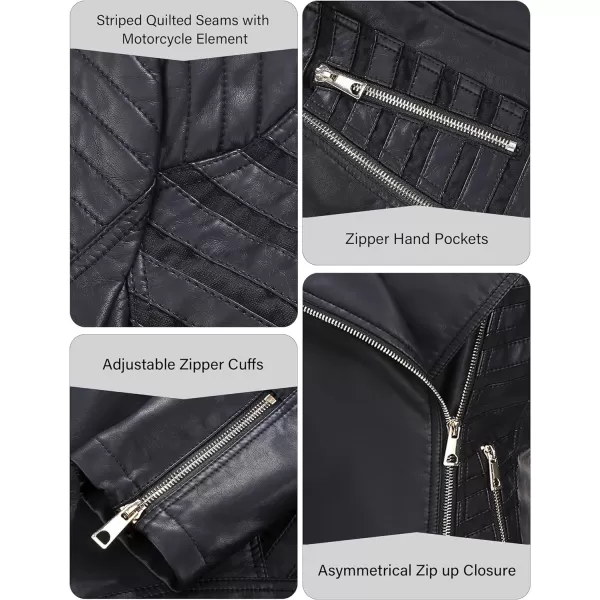 Bellivera Women Faux Leather Casual Jacket, Fall and Spring Fashion Motorcycle Bike Coat