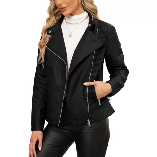 Bellivera Women Faux Leather Casual Jacket, Fall and Spring Fashion Motorcycle Bike Coat