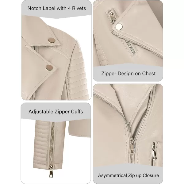 Bellivera Women Faux Leather Casual Jacket, Fall and Spring Fashion Motorcycle Bike Coat