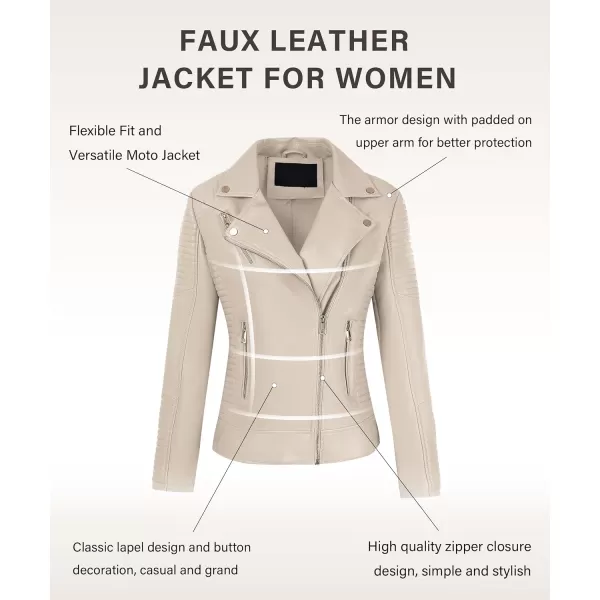 Bellivera Women Faux Leather Casual Jacket, Fall and Spring Fashion Motorcycle Bike Coat