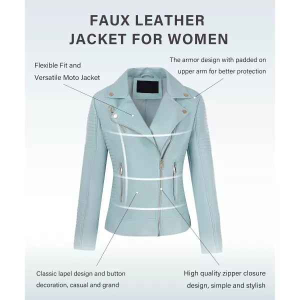 Bellivera Women Faux Leather Casual Jacket, Fall and Spring Fashion Motorcycle Bike Coat