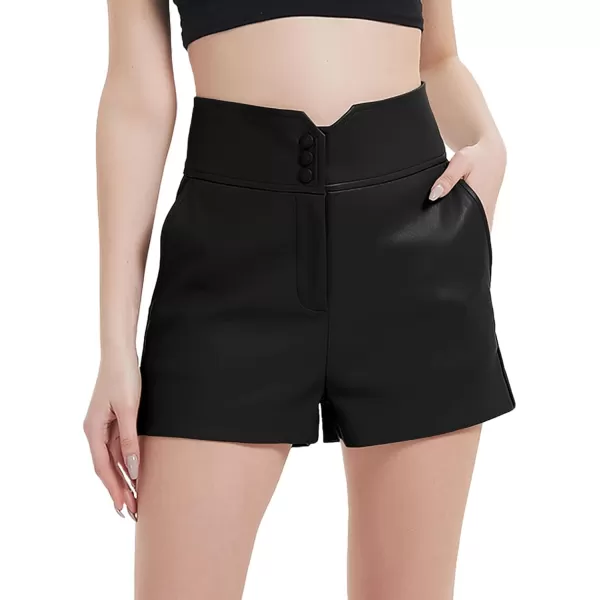 Bellivera Women Faux Leather High Waist Stretchy Winter Motorcycle Shorts