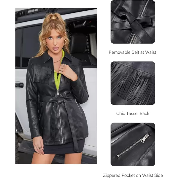 Bellivera Women Faux Leather Jacket Blazer PU Shirt Long Sleeve Oversize Shacket Coat