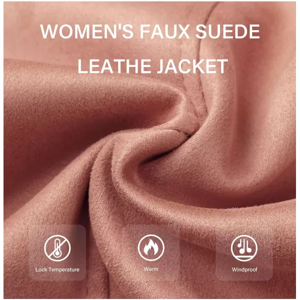 Bellivera Women Faux Suede Leather Jacket Motorcycle Short Sherpa-Lined Coat with Removable Belt