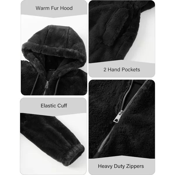 Bellivera Women Fleece Jacket, Spring and Winter Fashion Faux Fur Coat Long Fuzzy Hood Fluffy Sherpa Overcoat