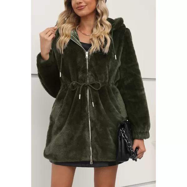 Bellivera Women Fleece Jacket, Spring and Winter Fashion Faux Fur Coat Long Fuzzy Hood Fluffy Sherpa Overcoat