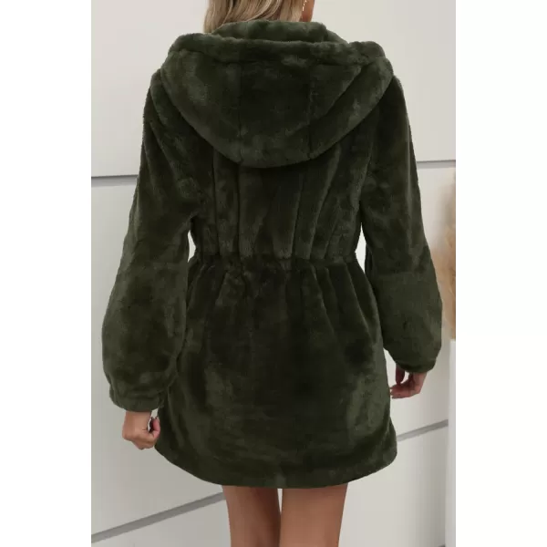 Bellivera Women Fleece Jacket, Spring and Winter Fashion Faux Fur Coat Long Fuzzy Hood Fluffy Sherpa Overcoat