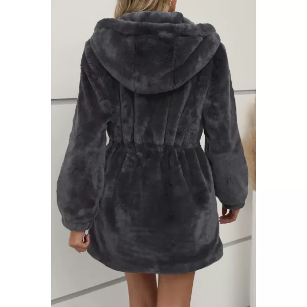 Bellivera Women Fleece Jacket, Spring and Winter Fashion Faux Fur Coat Long Fuzzy Hood Fluffy Sherpa Overcoat
