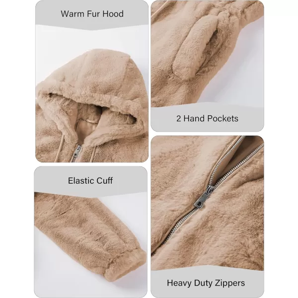 Bellivera Women Fleece Jacket, Spring and Winter Fashion Faux Fur Coat Long Fuzzy Hood Fluffy Sherpa Overcoat