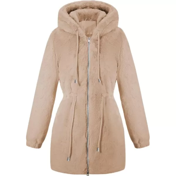 Bellivera Women Fleece Jacket, Spring and Winter Fashion Faux Fur Coat Long Fuzzy Hood Fluffy Sherpa Overcoat