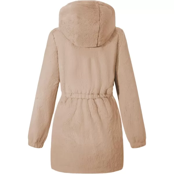 Bellivera Women Fleece Jacket, Spring and Winter Fashion Faux Fur Coat Long Fuzzy Hood Fluffy Sherpa Overcoat