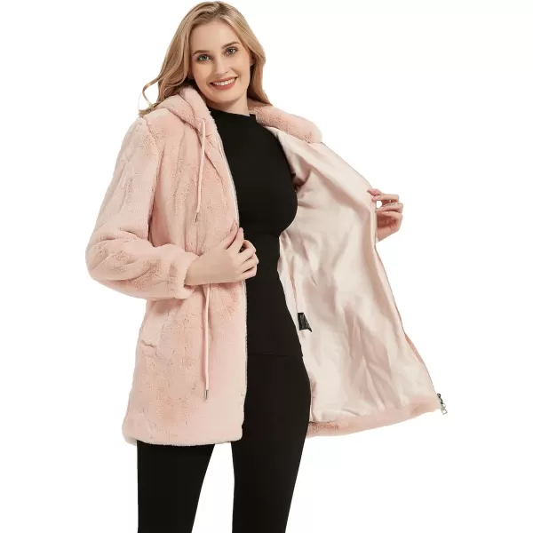 Bellivera Women Fleece Jacket, Spring and Winter Fashion Faux Fur Coat Long Fuzzy Hood Fluffy Sherpa Overcoat