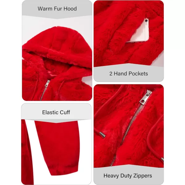 Bellivera Women Fleece Jacket, Spring and Winter Fashion Faux Fur Coat Long Fuzzy Hood Fluffy Sherpa Overcoat