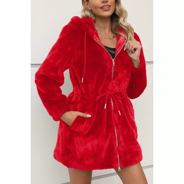 Bellivera Women Fleece Jacket, Spring and Winter Fashion Faux Fur Coat Long Fuzzy Hood Fluffy Sherpa Overcoat