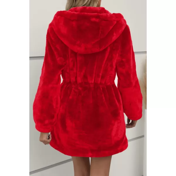Bellivera Women Fleece Jacket, Spring and Winter Fashion Faux Fur Coat Long Fuzzy Hood Fluffy Sherpa Overcoat