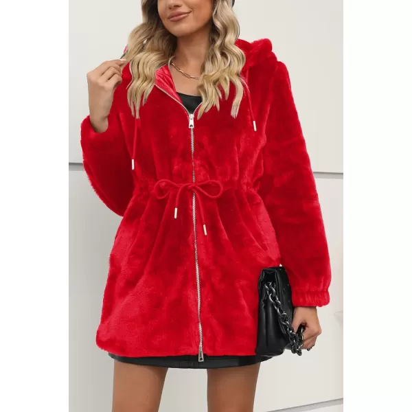 Bellivera Women Fleece Jacket, Spring and Winter Fashion Faux Fur Coat Long Fuzzy Hood Fluffy Sherpa Overcoat