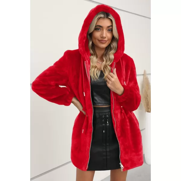 Bellivera Women Fleece Jacket, Spring and Winter Fashion Faux Fur Coat Long Fuzzy Hood Fluffy Sherpa Overcoat