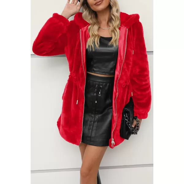 Bellivera Women Fleece Jacket, Spring and Winter Fashion Faux Fur Coat Long Fuzzy Hood Fluffy Sherpa Overcoat
