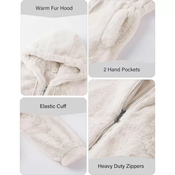 Bellivera Women Fleece Jacket, Spring and Winter Fashion Faux Fur Coat Long Fuzzy Hood Fluffy Sherpa Overcoat