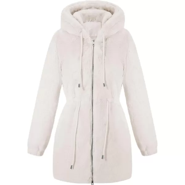 Bellivera Women Fleece Jacket, Spring and Winter Fashion Faux Fur Coat Long Fuzzy Hood Fluffy Sherpa Overcoat