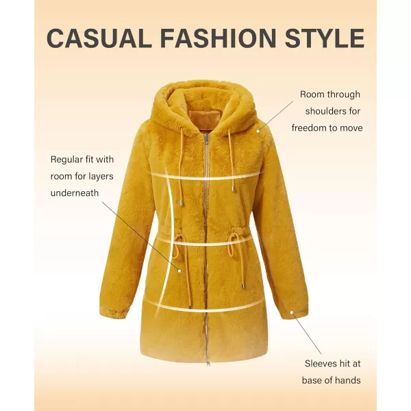 Bellivera Women Fleece Jacket, Spring and Winter Fashion Faux Fur Coat Long Fuzzy Hood Fluffy Sherpa Overcoat