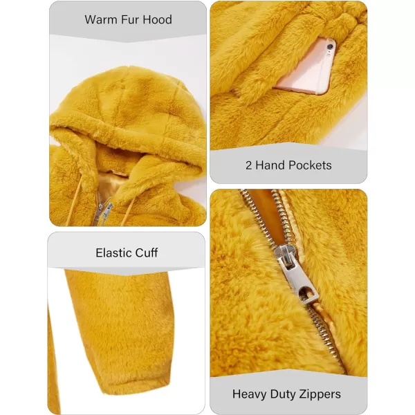 Bellivera Women Fleece Jacket, Spring and Winter Fashion Faux Fur Coat Long Fuzzy Hood Fluffy Sherpa Overcoat