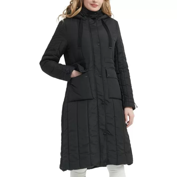 Bellivera Women Puffer Jacket Long Hooded Quilted Outerwear Padded Winter Coat
