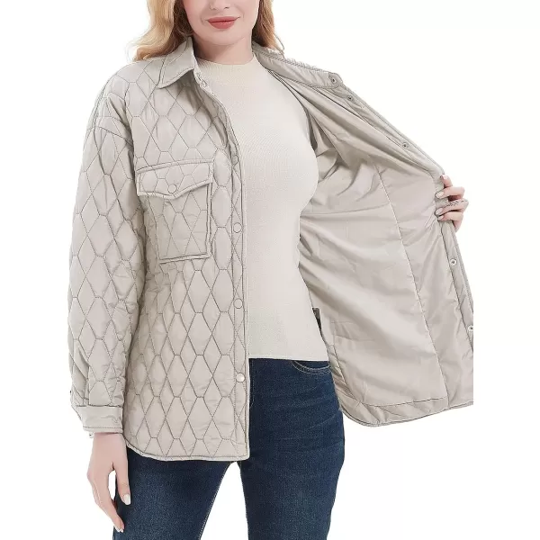 Bellivera Women Quilted Lightweight Coat Puffer Padded Spring Short Button Jacket