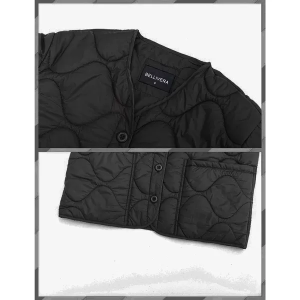 Bellivera Women Quilted Lightweight Coat Puffer Padded Spring Short Button Jacket