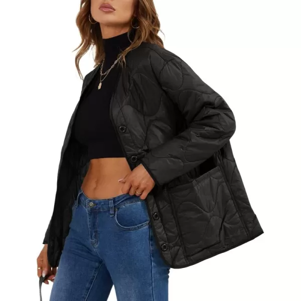 Bellivera Women Quilted Lightweight Coat Puffer Padded Spring Short Button Jacket