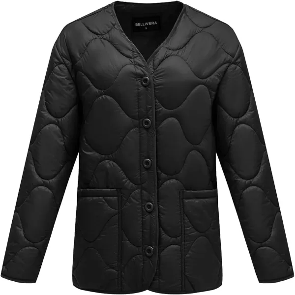 Bellivera Women Quilted Lightweight Coat Puffer Padded Spring Short Button Jacket