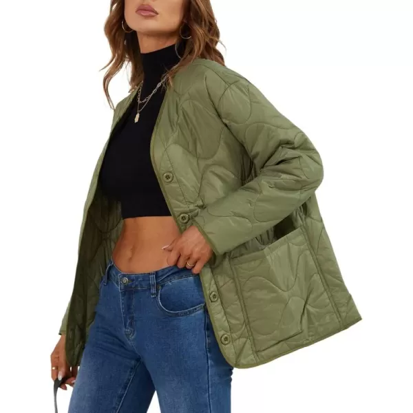Bellivera Women Quilted Lightweight Coat Puffer Padded Spring Short Button Jacket
