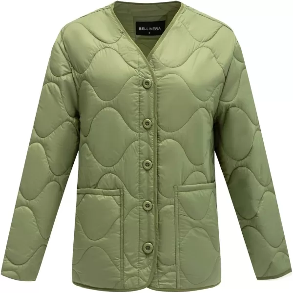 Bellivera Women Quilted Lightweight Coat Puffer Padded Spring Short Button Jacket