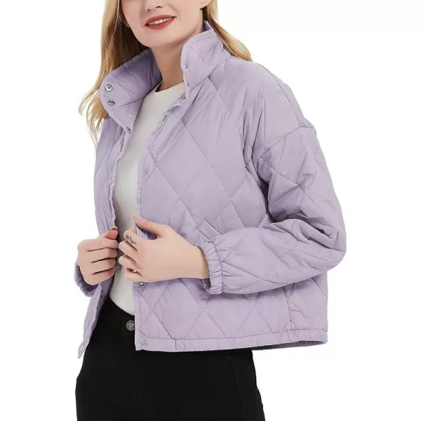 Bellivera Women Quilted Lightweight Coat Puffer Padded Spring Short Button Jacket