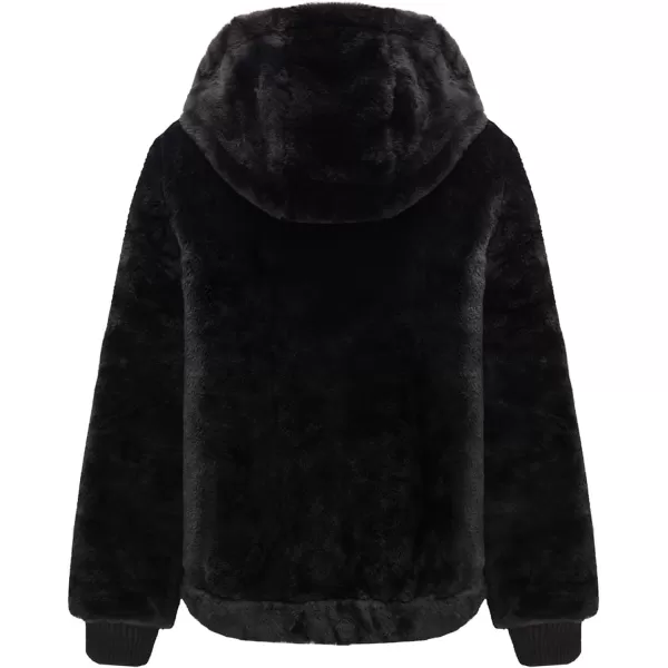 Bellivera Women's Faux Fur Fleece Coat, Spring and Winter Fashion Short Shearling Fuzzy Jacket with Hood