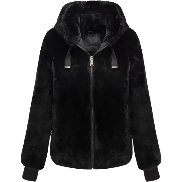 Bellivera Women's Faux Fur Fleece Coat, Spring and Winter Fashion Short Shearling Fuzzy Jacket with Hood