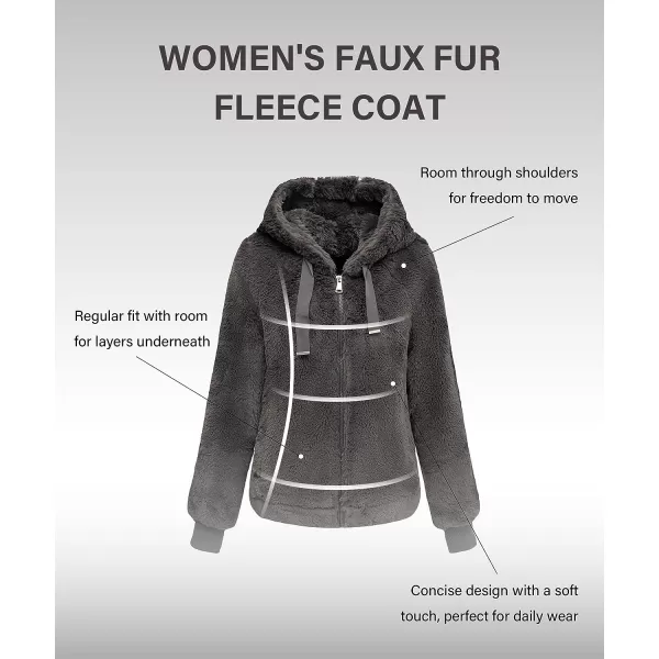 Bellivera Women's Faux Fur Fleece Coat, Spring and Winter Fashion Short Shearling Fuzzy Jacket with Hood