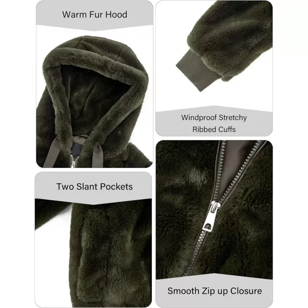 Bellivera Women's Faux Fur Fleece Coat, Spring and Winter Fashion Short Shearling Fuzzy Jacket with Hood