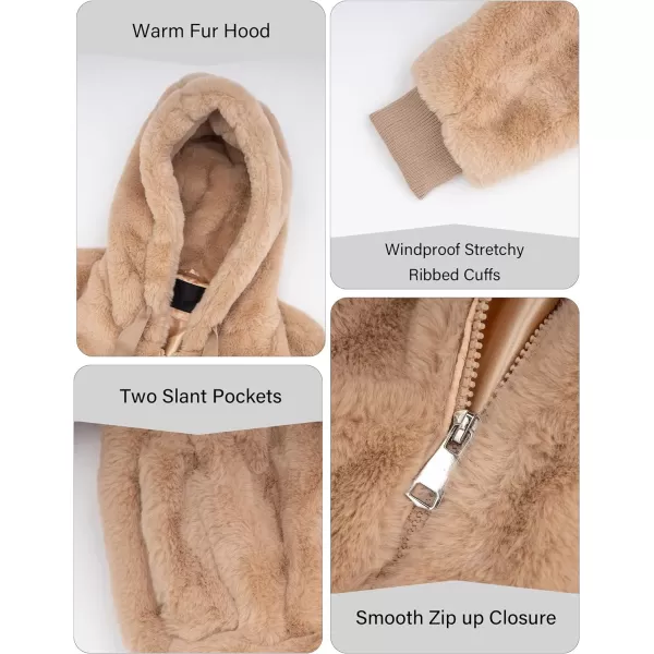 Bellivera Women's Faux Fur Fleece Coat, Spring and Winter Fashion Short Shearling Fuzzy Jacket with Hood